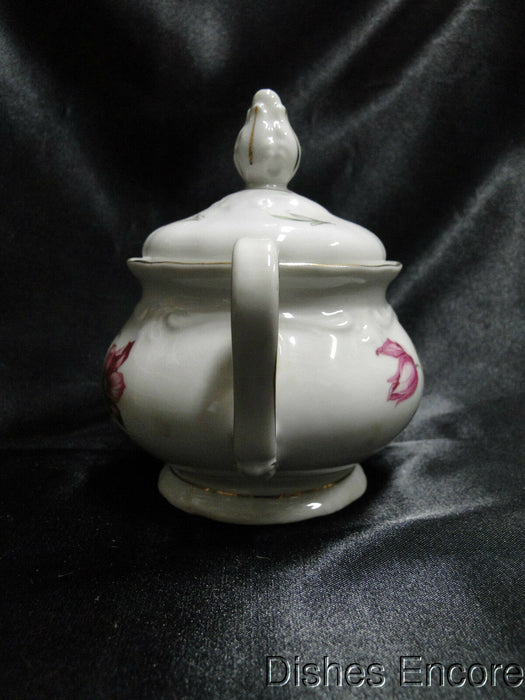 Winterling 84: Embossed Scrolls, Pink Flowers: Sugar Bowl & Lid, 5 1/4" Tall