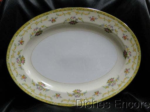 Noritake Arlene, 95645, Green Edge, Tan Scrolls: Oval Serving Platter, 16" x 12"