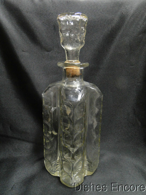 Clear w/ Cut Circles: Decanter & Hollow Stopper w/ Cork, 11" Tall -- MG#110