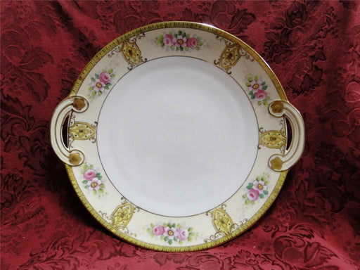 Noritake Pink Florals w/ Raised Gold: Round Cake Plate w/ Handles, 11" x 10 1/8"