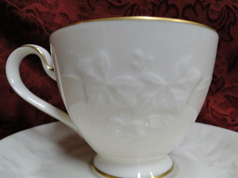 Noritake Halls of Ivy, 7341, Ivory w/ Raised Leaves: Cup & Saucer Set, 2 7/8"
