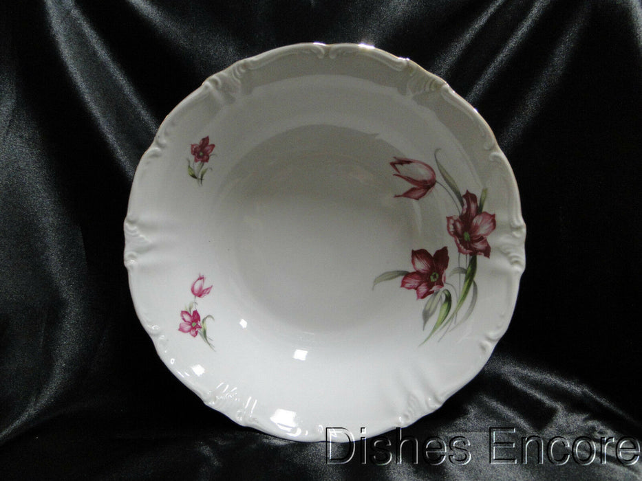 Winterling 84: Embossed Scrolls, Pink Flowers: Round Serving Bowl, 9 3/8"