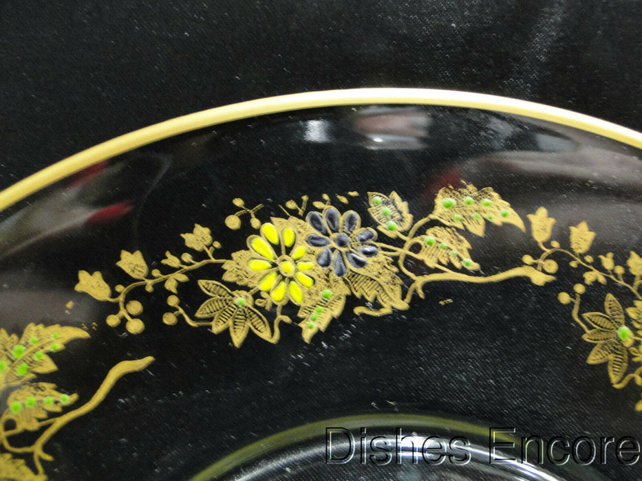 Clear w/ Gold & Multicolored Florals: Luncheon Plate (s), 8" -- CR#092