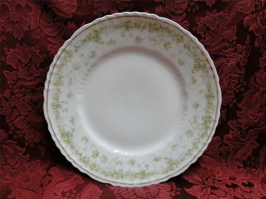 Haviland (Limoges) Green & Tan Floral Garland, Blank 123: Luncheon Plate, 9"