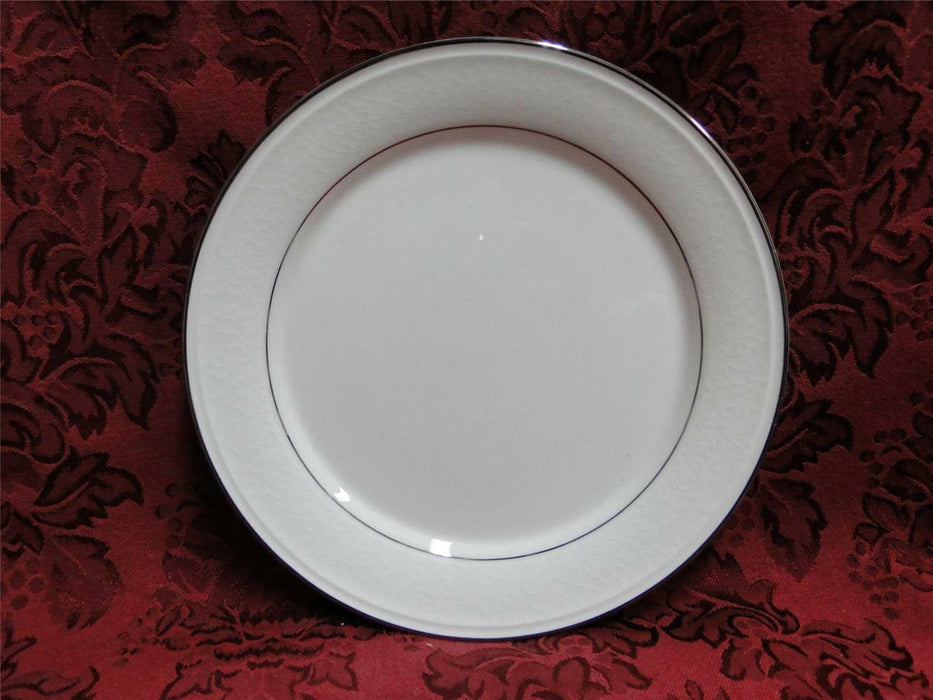 Mikasa Rochelle, White Floral Border, Platinum Trim: Salad Plate, 7 1/2"