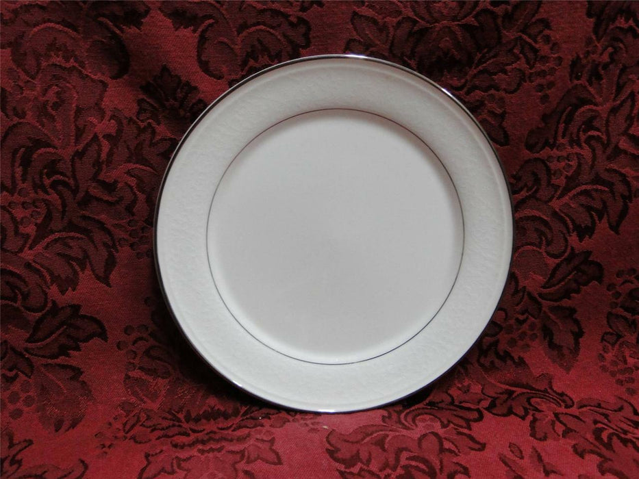 Mikasa Rochelle, White Floral Border, Platinum Trim: Bread Plate (s), 6 5/8"