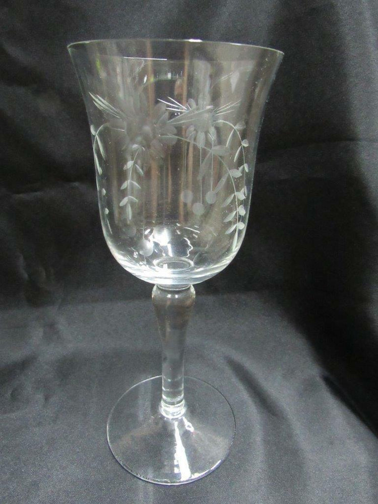 Colony COL2 Gray Cut Floral: Water or Wine  Goblet, 7 5/8" Tall