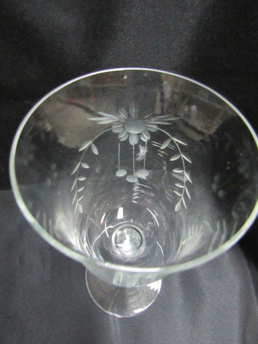 Colony COL2 Gray Cut Floral: Water or Wine  Goblet, 7 5/8" Tall