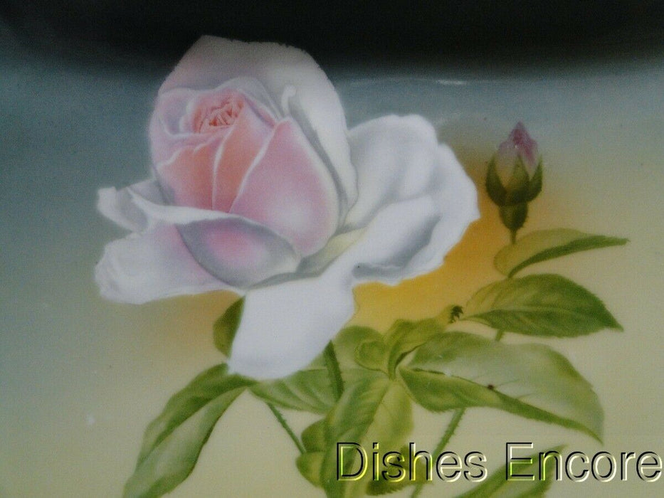 Hutschenreuther Antique Hand Painted Pink Rose on Green: Tray, 12 1/4" x 10"