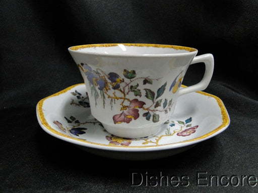 Wedgwood Devon Rose, Bird, Butterfly, Flowers: Cup & Saucer Set, 2 5/8", As Is