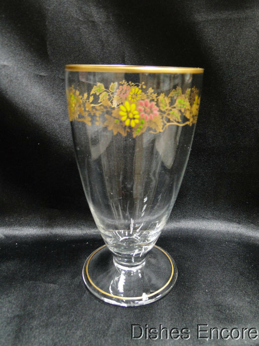 Clear w/ Gold & Multicolored Florals: Iced Tea (s), 5 5/8" -- CR#092