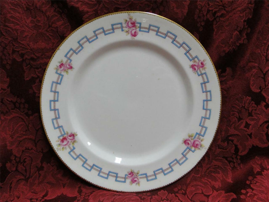 Royal Doulton HB 6700, Pink Flowers, Blue Zig Zag Line: Luncheon Plate (s), 9"