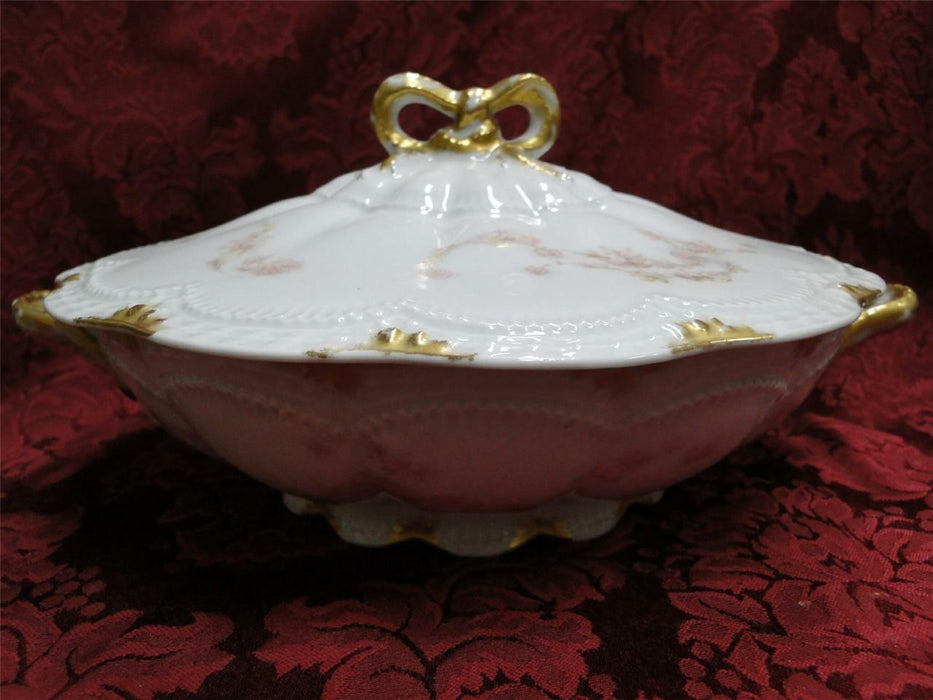 Haviland (Limoges) Schleiger 247d, Pale Pink Flowers: Round Serving Bowl w/ Lid
