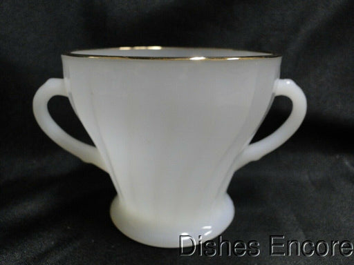 Anchor Hocking Swirl Golden Shell Milk Glass w/Gold: Sugar Bowl, No Lid