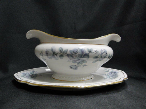 Royal Tettau Damask Rose, Blue / Green Roses: Gravy Boat w/ Attached Underplate