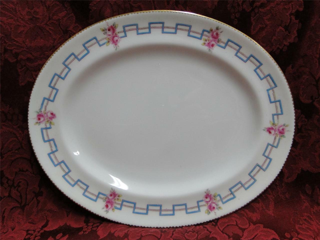 Royal Doulton HB 6700, Pink Flowers, Blue Zig Zag Line: Platter, 10 5/8"