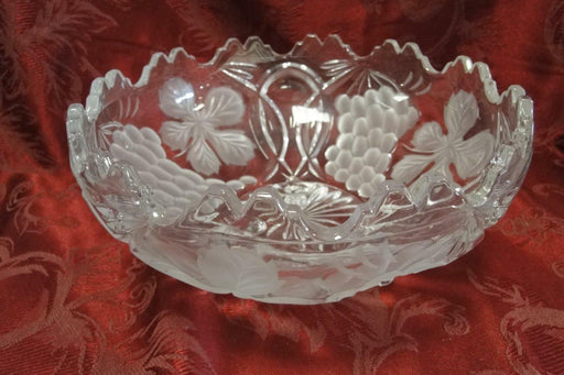 Clear, Scalloped, Grapes: 3-Toed Bowl, 8 3/8" x 4 3/8" Tall  -- MG#233