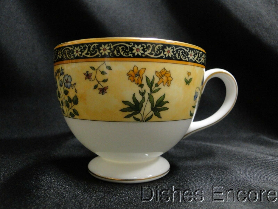 Wedgwood India, Florals on Tan & Black Bands: Cup & Saucer Set (s), 2 5/8" Tall