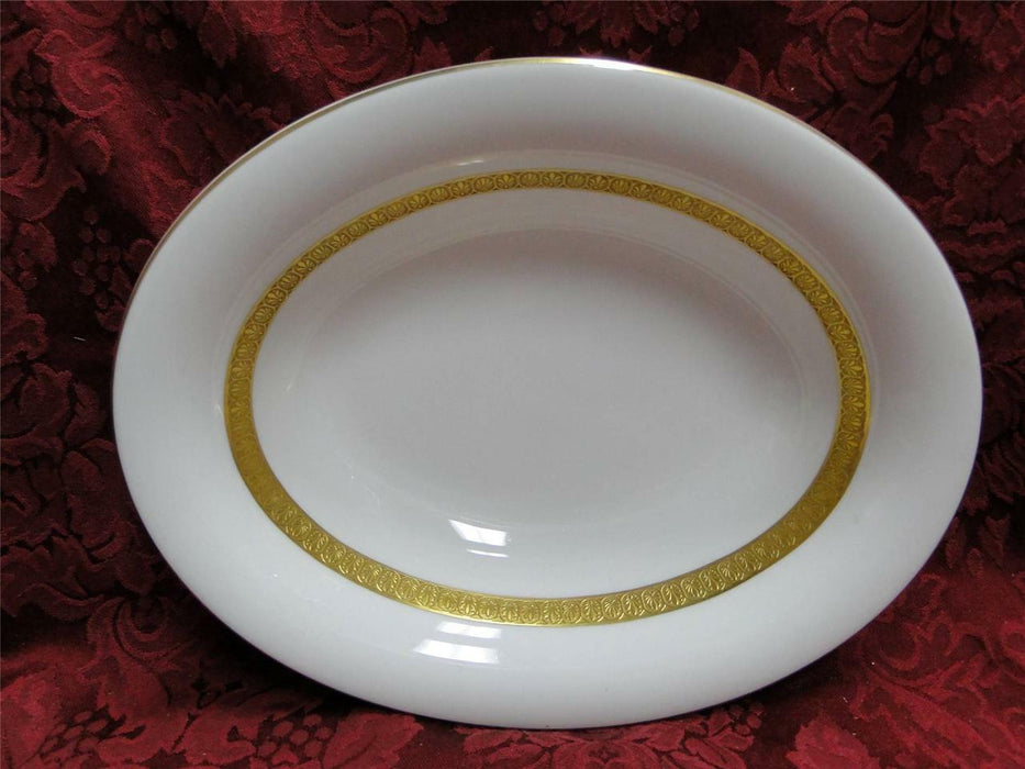 Wedgwood Adelphi, White w/ Gold Encrusted Verge: Oval Serving Bowl, 9 7/8"