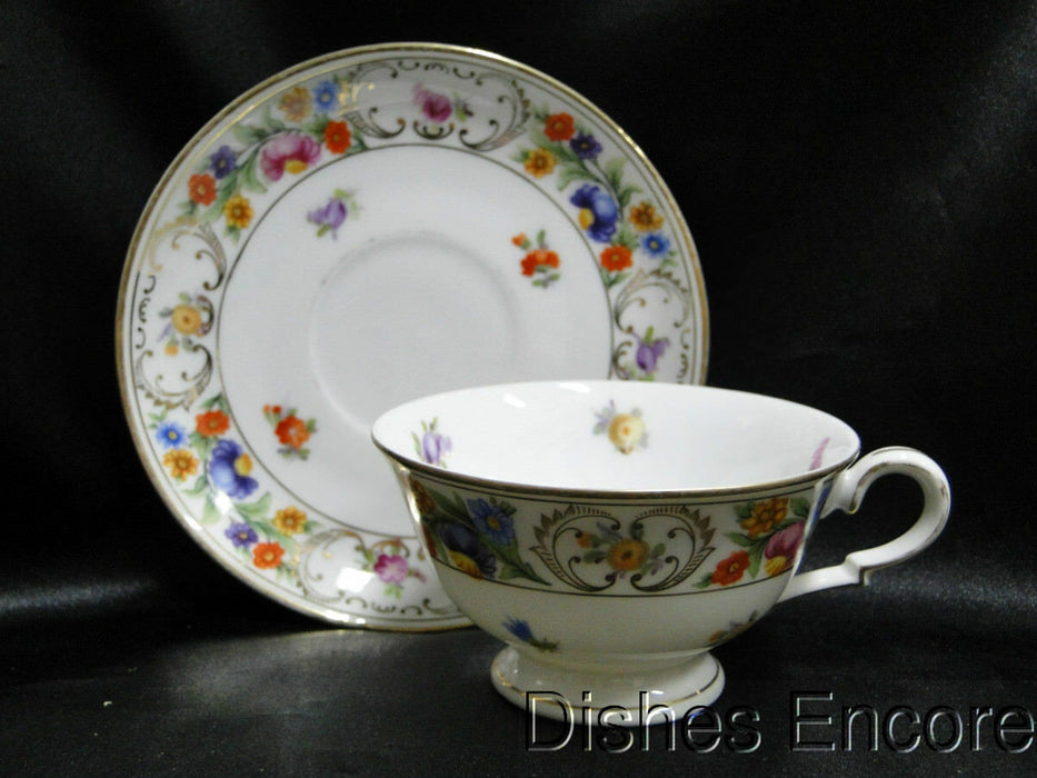 Dresden Style Royal, Floral & Gold Scrolls: Cup & Saucer Set (s), 2 1/4"