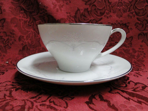 Noritake Whitebrook, 6441, White Flowers, Gray Scrolls: Cup & Saucer Set (s)