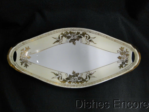 Noritake Cream Band, Gold Birds & Florals: Oval Relish Dish w/ Handles, 12 1/2"