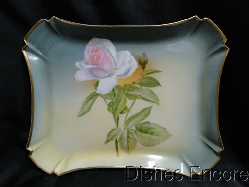 Hutschenreuther Antique Hand Painted Pink Rose on Green: Tray, 12 1/4" x 10"