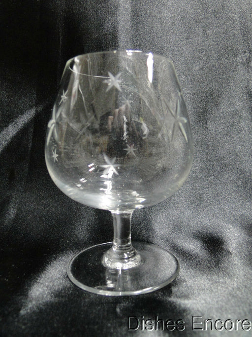 Brandy Snifter, Cut & Gray Cut Stars, 4 1/4" Tall, Clear, No Trim -- CR#018