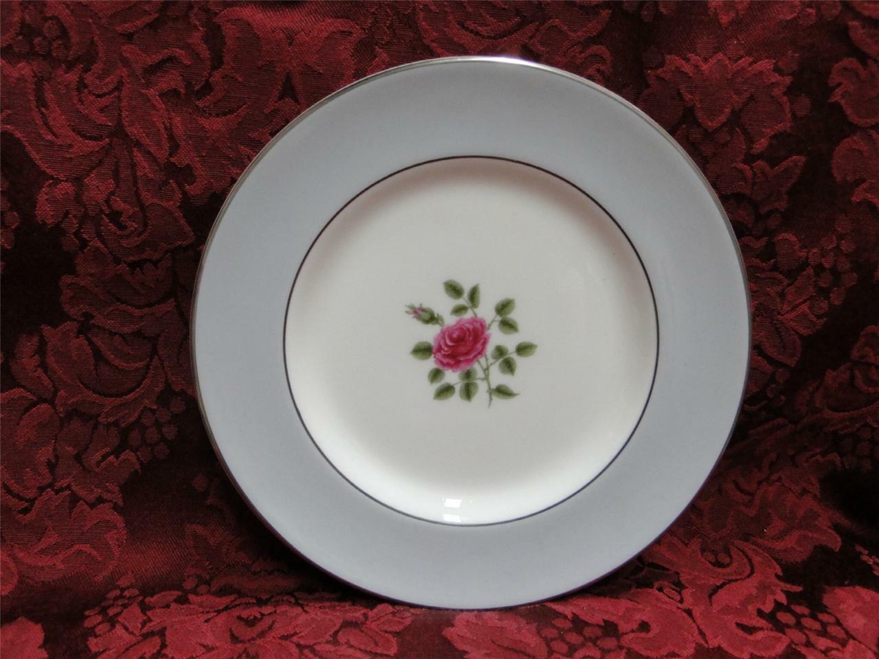 Royal Doulton Chateau Rose, Rose in Center, Gray Rim: Bread Plate (s), 6 1/2"