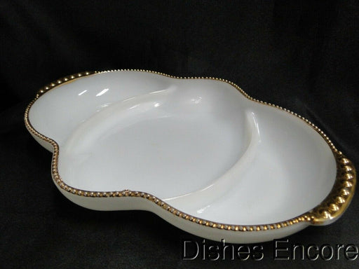 Anchor Hocking Swirl Golden Anniversary Milk Glass: 3-Part Relish Dish, Worn