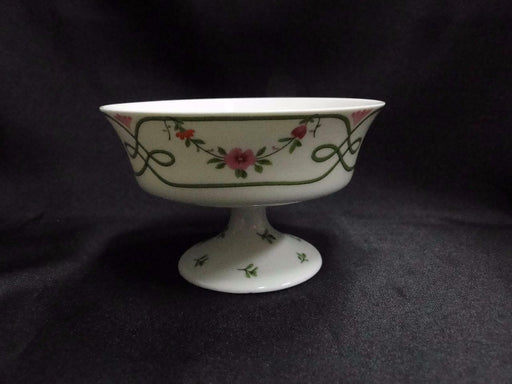 Raynaud Ceralene Guirlandes, Green Line, Flowers: Footed Dessert Bowl, As Is