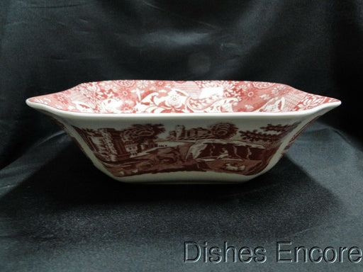 Spode Italian, Cranberry / Red Scene: NEW Square Serving Bowl, 9 1/2", Box