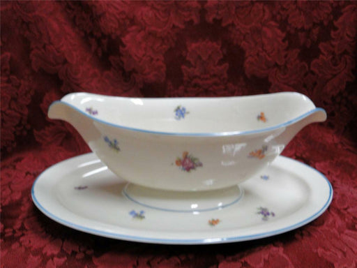 Edgerton Lorraine E220, Floral, Turquoise Trim: Gravy w/ Attached Underplate