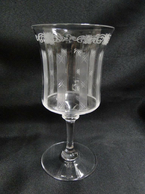 Hawkes 9-2, Cut Vertical Lines & X's: Water or Wine Goblet, 6 1/2" Tall