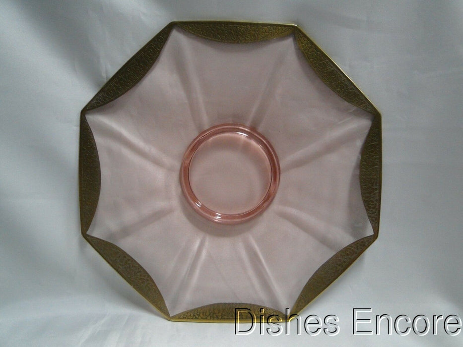 Tiffin Rambler Rose Pink, Encrusted Gold: Octagonal Serving / Cake Plate, 10"