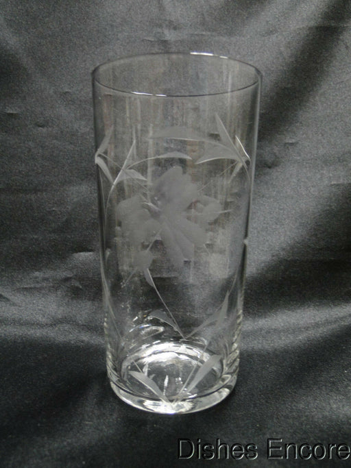 Clear w/ Gray Cut Flowers & Leaves: Flat Tumbler (s), 5 1/8" -- CR#088