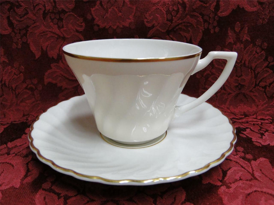 Syracuse Standish, White Swirl, Gold Trim: Cup & Saucer Set (s)