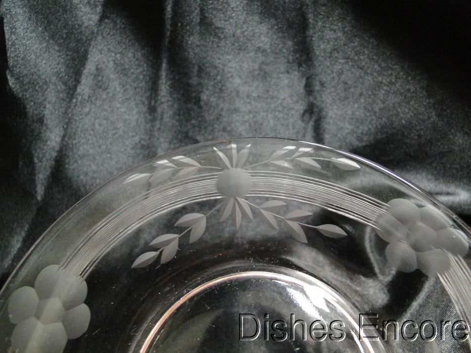 Pink Glass Etched w/ Flowers, Leaves, & Rings: Bread Plate (s), 6" -- CR#020