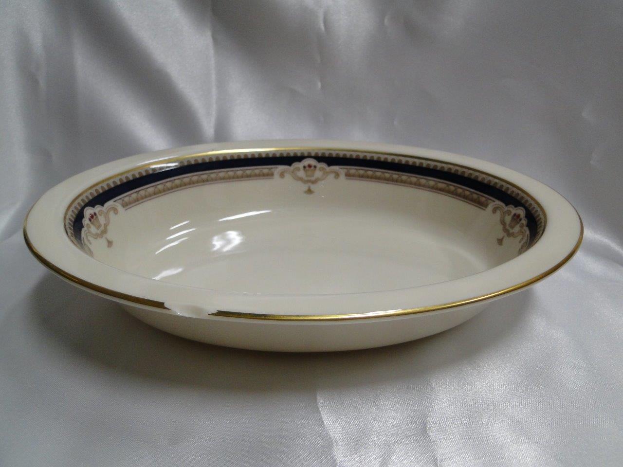 Lenox Buchanan, Cobalt & Tan, Gold Trim: Oval Serving Bowl, 9 3/4", As Is