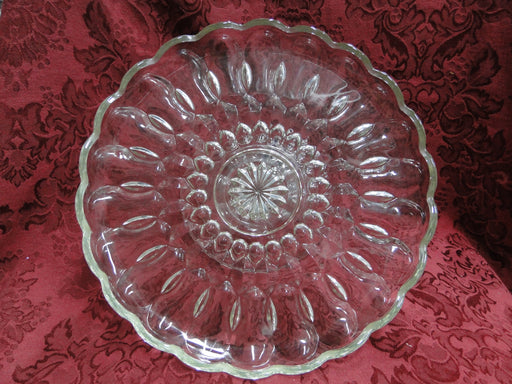 Cake Stand: Pressed Glass, Scalloped, Patterned, 9 7/8" -- MG#238