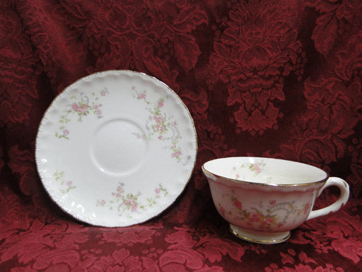 Pope Gosser New Princess 3034, Pink Rose Rim & Center: Cup & Saucer Set (s)