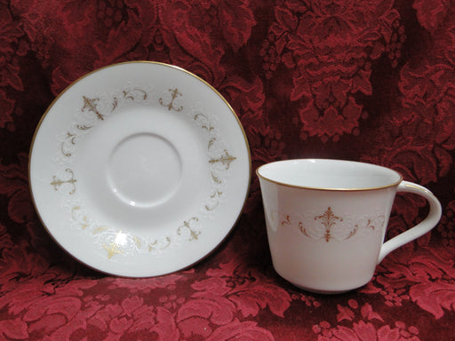 Noritake Courtney, 6520, Gold & White Scrolls: Cup & Saucer Set (s), 2 3/4"
