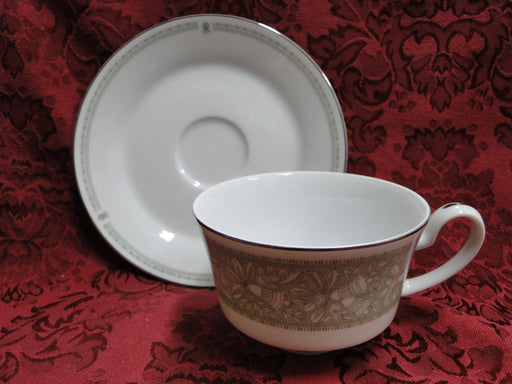 Mikasa Chapel, Green Bells on White, Platinum: Cup & Saucer Set (s), 2 3/8"