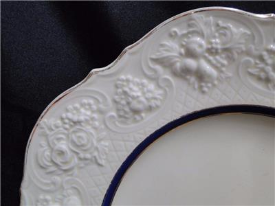 Crown Ducal CRD4493 Royal Blue Inner Band,Embossed Fruit Rim:Dinner Plate Crazed