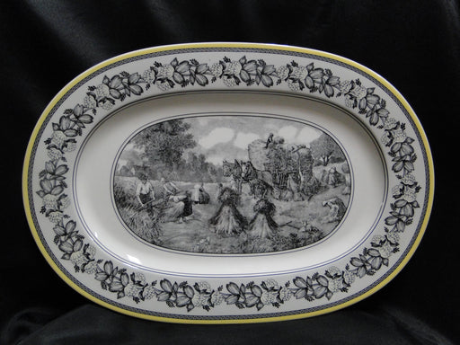 Villeroy & Boch Audun Ferme, Black, White, Yellow: Oval Platter, 16 1/8"