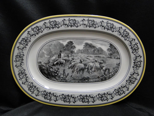 Villeroy & Boch Audun Ferme, Black, White, Yellow: Oval Platter, 13 1/2"