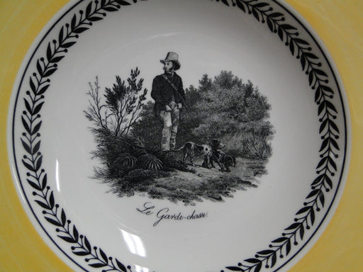 Villeroy & Boch Audun Chasse, Black, White, Yellow: Rim Soup Bowl, 9 1/2"