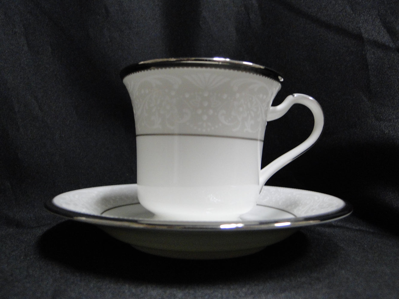 Noritake Silver Palace, 4773, Enamelled Flowers: Cup & Saucer Set (s), 3 1/8"