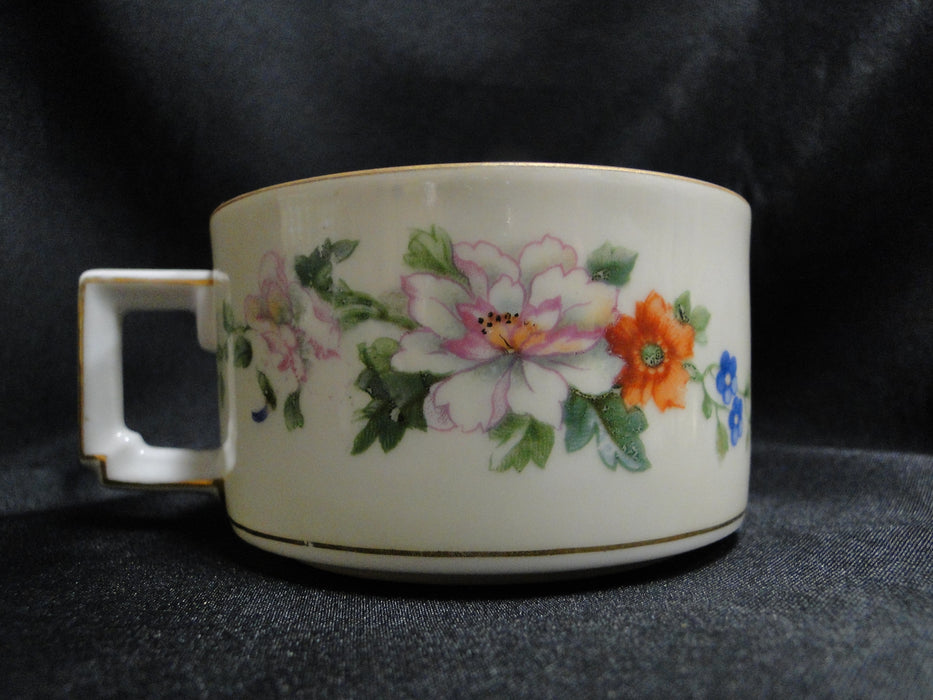 Heinrich Florals, Gold Trim: Square White Handle Cup & Saucer Set, 1 7/8"