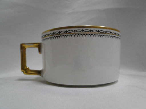 Heinrich HC9, Black Ovals, Gold Trim: Square Handle Cup & Saucer Set, 2", Nick